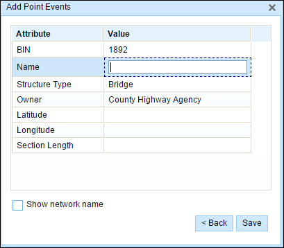 Event attribute table